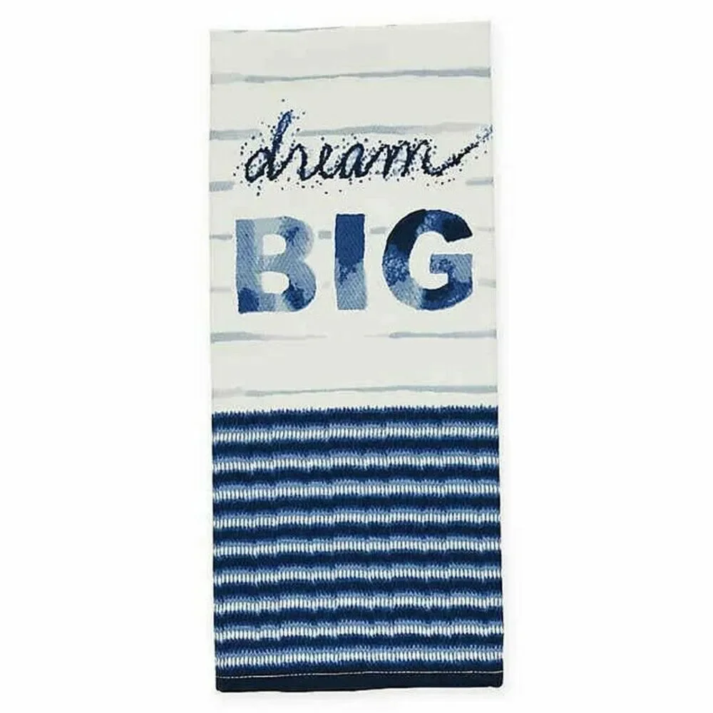 Ellen DeGeneres Dream Big Kitchen Dish Towels Blue Set of 2 100% Cotton 18x 28